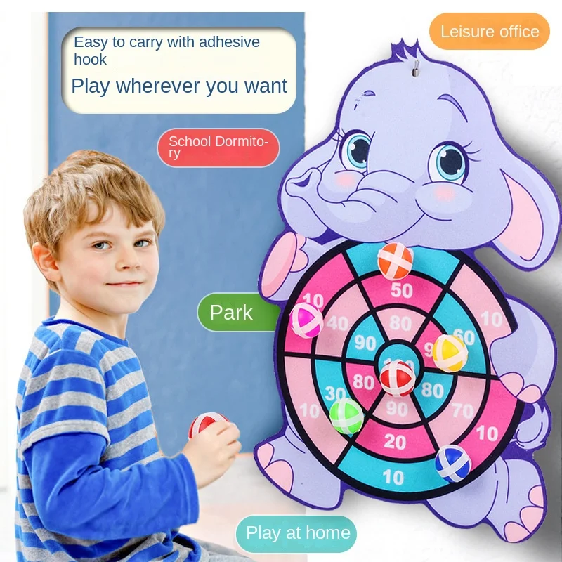 Children Cartoon Animal Dart Board Sticky Ball Indoor & Outdoor Dart Games Toy Family Interactive Educational Toy for Kids Gift