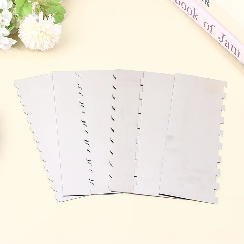 Stainless Steel Cake Scraper Double Sided Patterned Stripe Edge Cake Decorating Comb Smoother Scraper Pastry Cutter