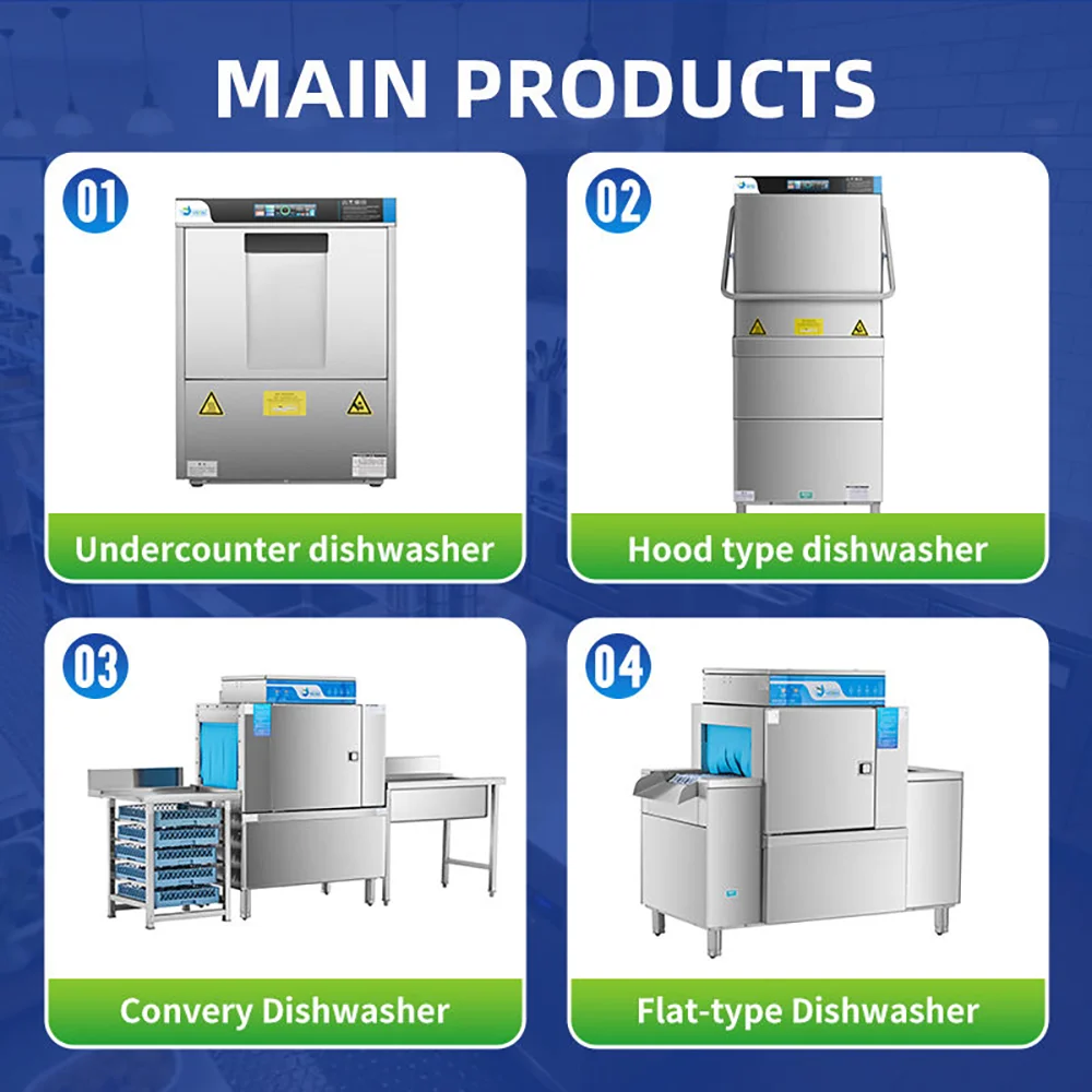Professional Restaurant Hotel Stainless Steel Commercial Dishwasher, High Efficiency Smart Undercounter Glass Washer