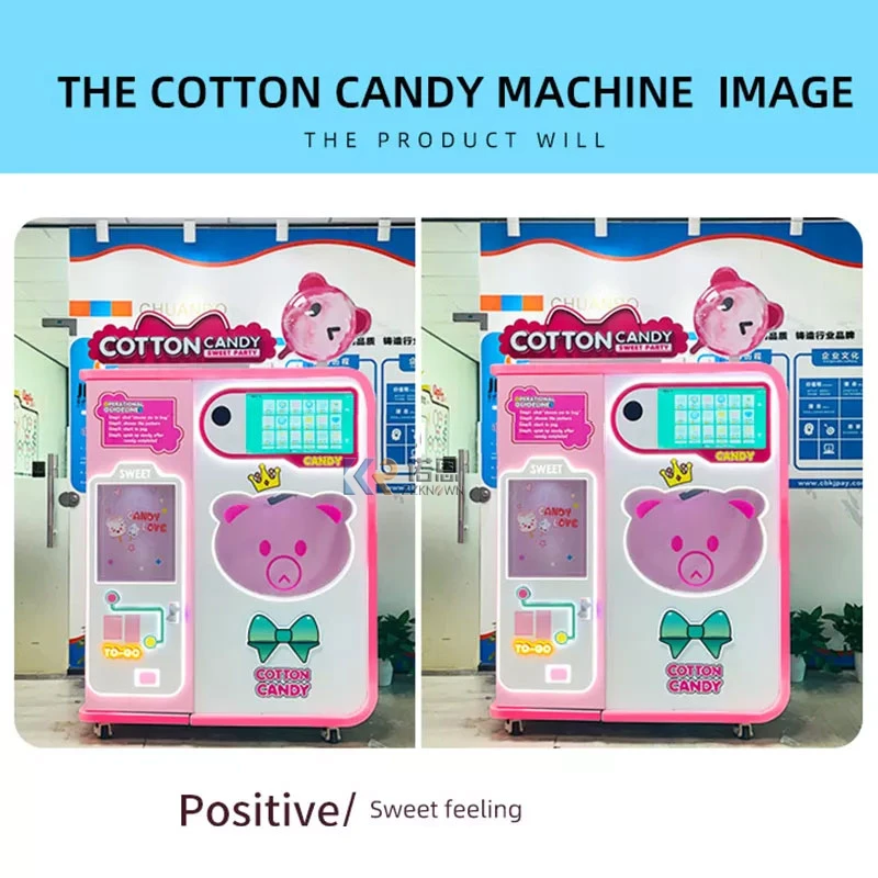 Low Cost Unmanned Operation Quick Production Long Range Control Movable Modern Vending Making Candy Floss Machine