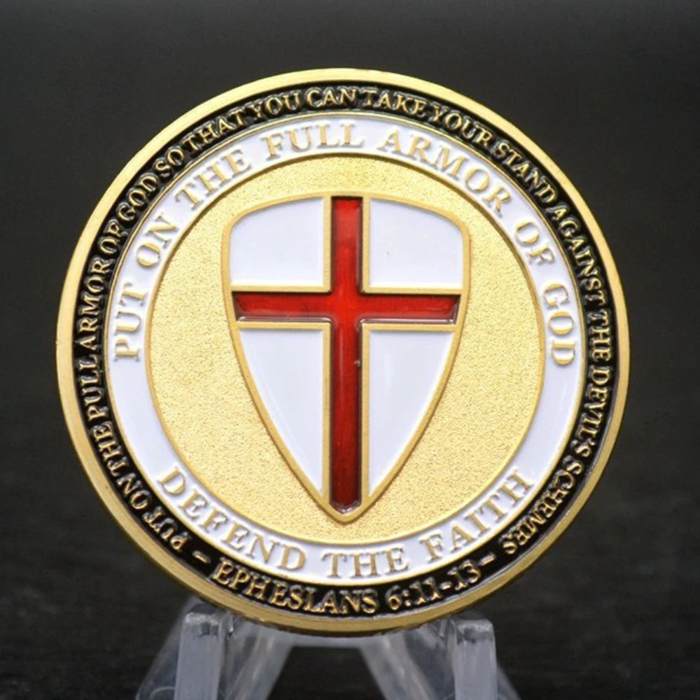وضع على الدرع الكامل للإله عملة تذكارية للأفسسيين مطلية بالذهب للدفاع عن العملة التذكارية للإيمان