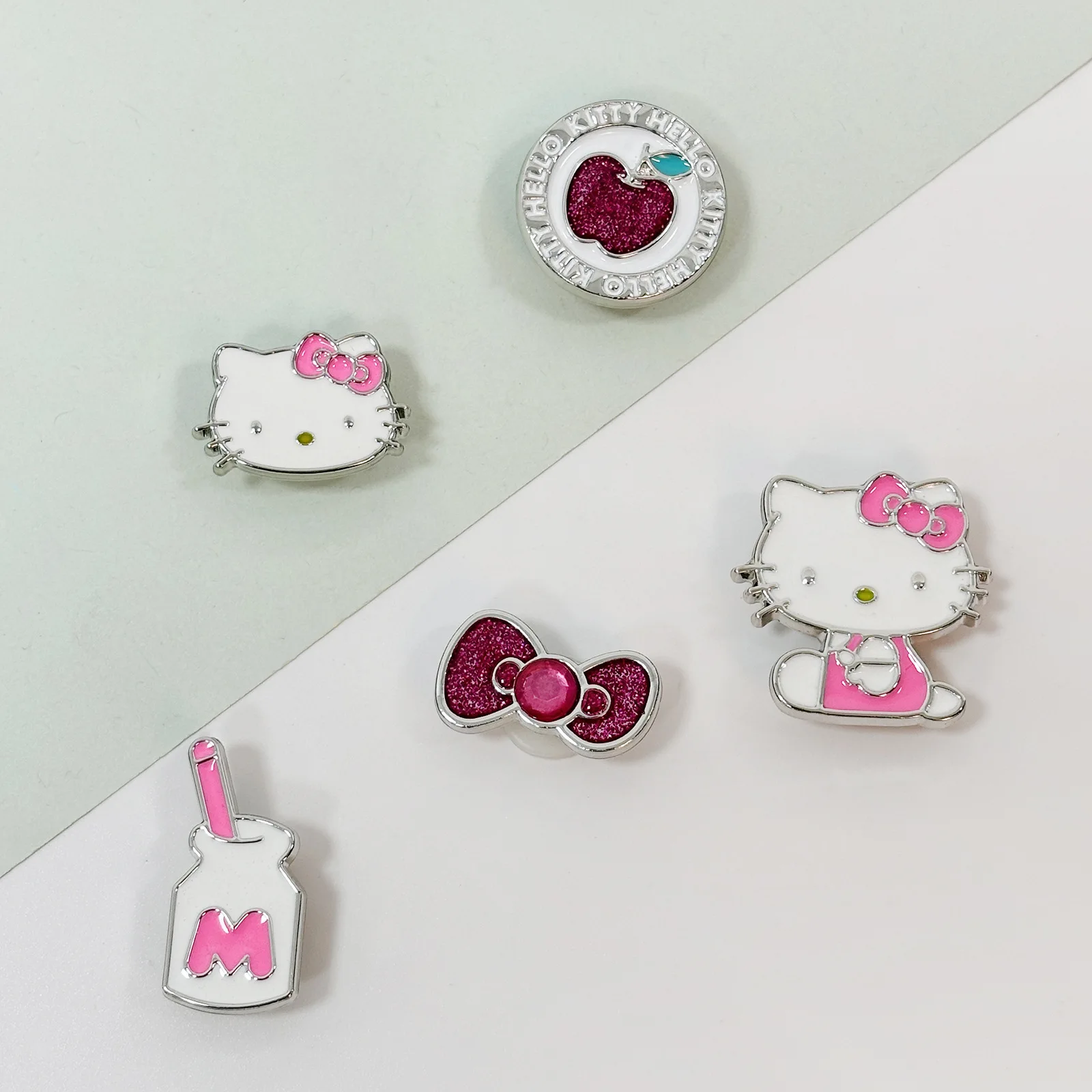 MINISO Cute Cartoon Metal HelloKitty Charm Shoes Accessories DIY Garden Shoes Sandals Hole Shoes Decoration Festival Party Gifts