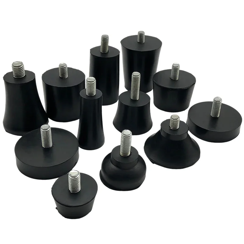 4/20Pcs Balck Adjustable M6- M12 With Screw Table Chair Rubber Feet Pad Leveling Furniture Leg Anti-shock Protection