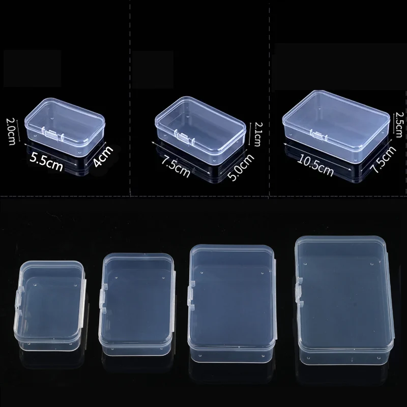 Small Transparent Storage Box Rectangle Plastic Container Jewelry Earrings Organizer Storage Case Beads organizer Packaging Box