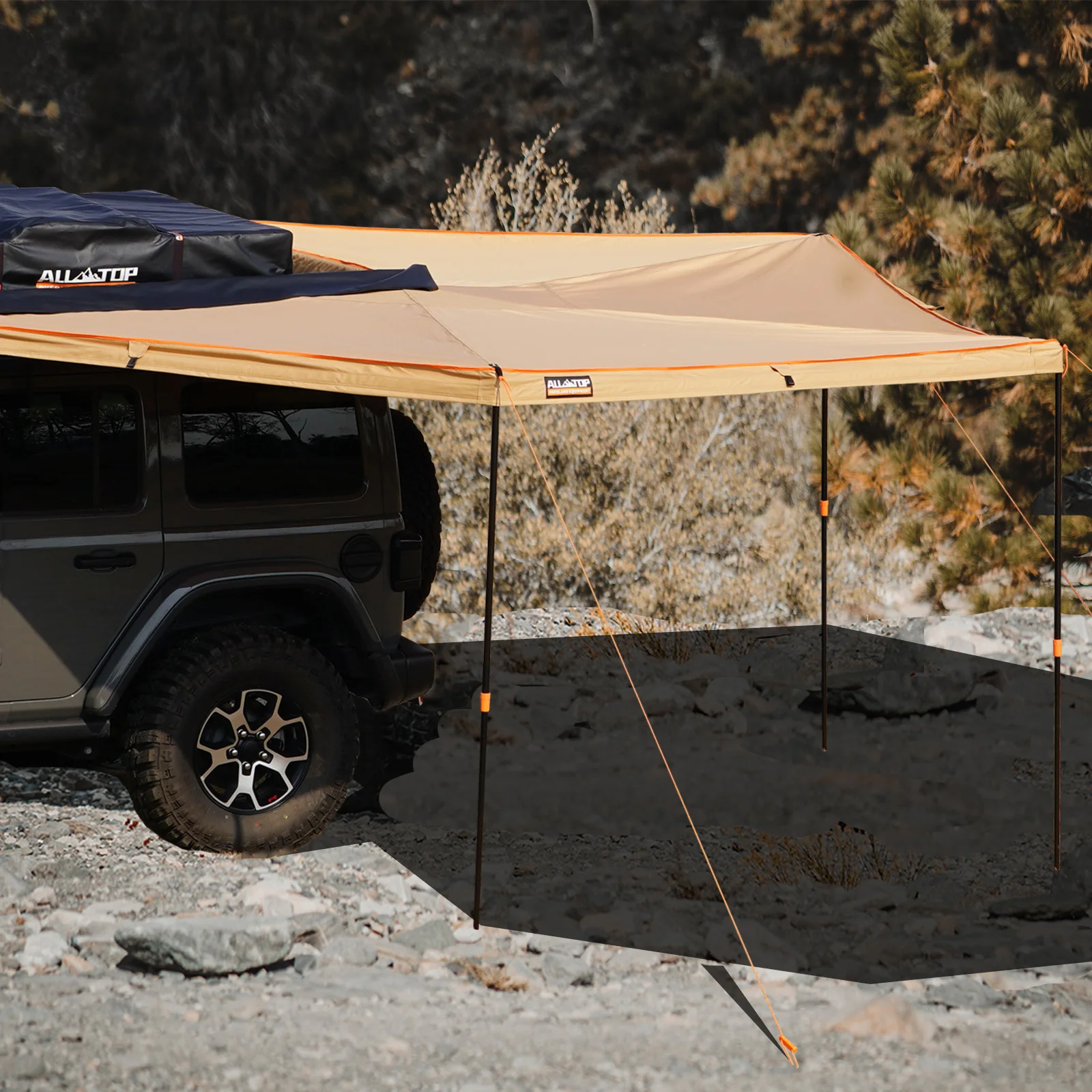 For RV High Quality Retractable Fast Open Car Roof Side Inflatable Car Awning Semi Automatic Tent For RV