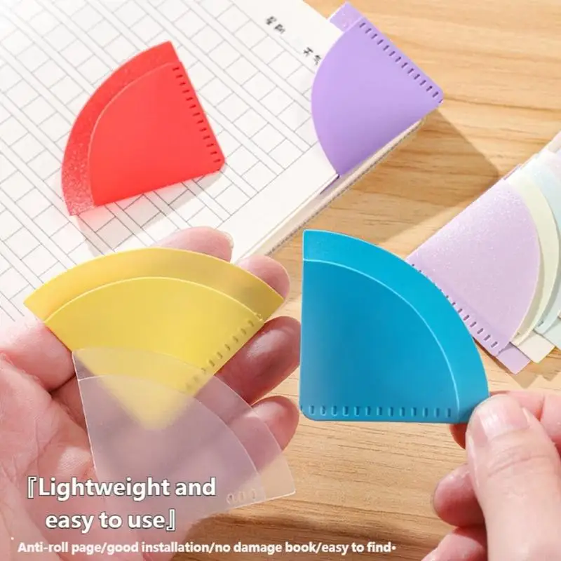 6Pcs Plastic Bookmarks Triangular Corner Page Book Markers Light Weight Slip Resistant Page Divider for Book Lover 