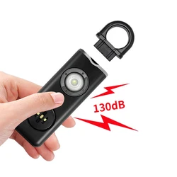 Self Defense LED Flashlight USB Rechargeable Keychain Light with Safety Alarm Protective Supplies Women Outdoor Emergency Tool