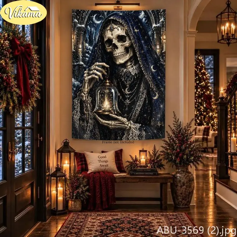 VIKAMA, Sister of the Moon, Skeleton, Tapestry, Background Cloth, Living Room, Party Wall, Room Decoration