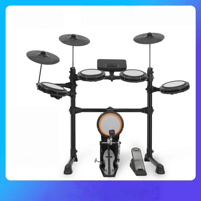 Electronic jazz drum set, percussion instrument including floor drum and silicone material