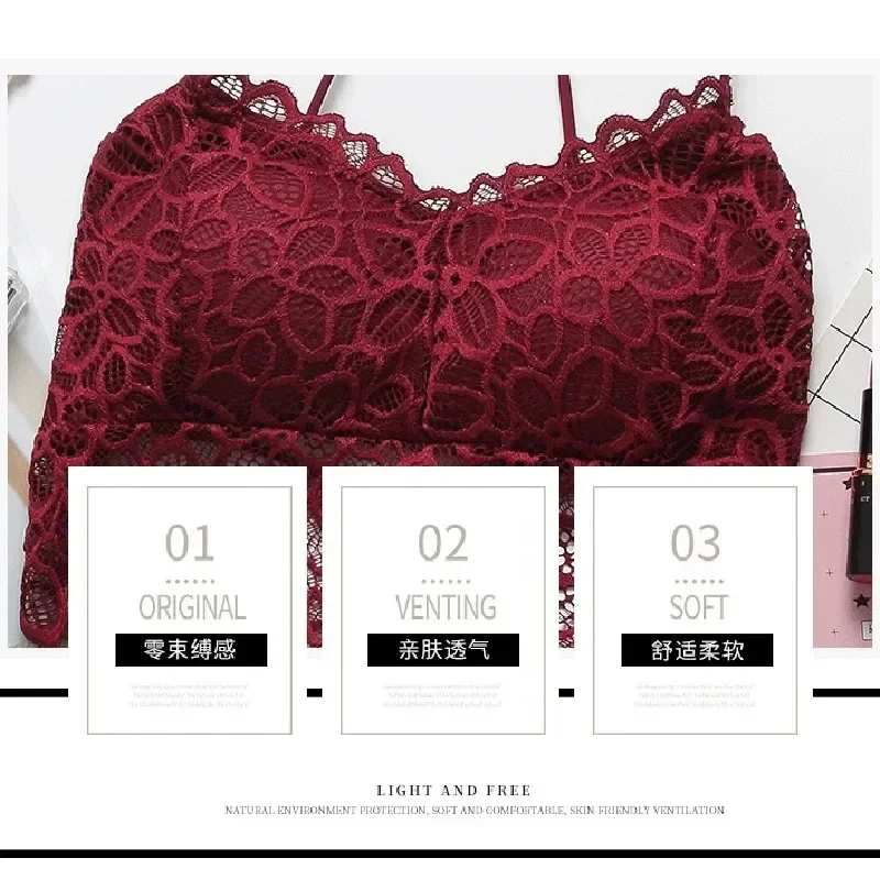 Women Push Up Sexy Lace Bra Crop Top Elastic Bralette Underwear Lingerie Full Cup Cross Cut Hollow Suspender Beautiful Back