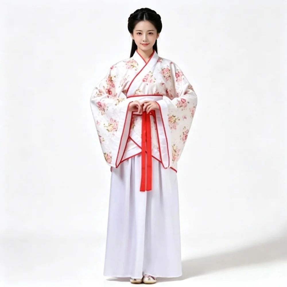 2026 Women Ancient Chinese Hanfu Robe Classic Cross Collar Wide Sleeve Costume for Dance Performance