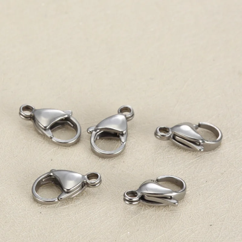 100 stücke pro Los Edelstahl Hummer Edelstahl Verschluss 10mm 11mm 12mm 13mm 15mm 19mm Schmuck herstellung Zubehör – Detail 3