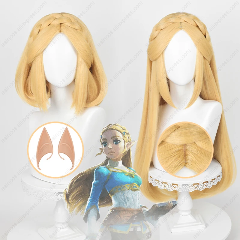 

Princess Zelda Cosplay Wig 35cm/72cm Golden Yellow Braided Wigs Heat Resistant Synthetic Hair Halloween Party