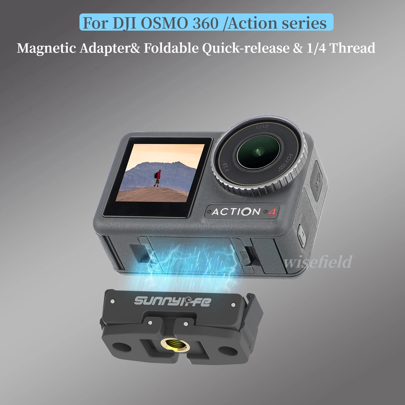 

For DJI OSMO 360 For DJI Action 5 Pro 4 3 2 Magnetic Adapter Foldable Quick-release Plate 1/4 Universal Expansion Accessory