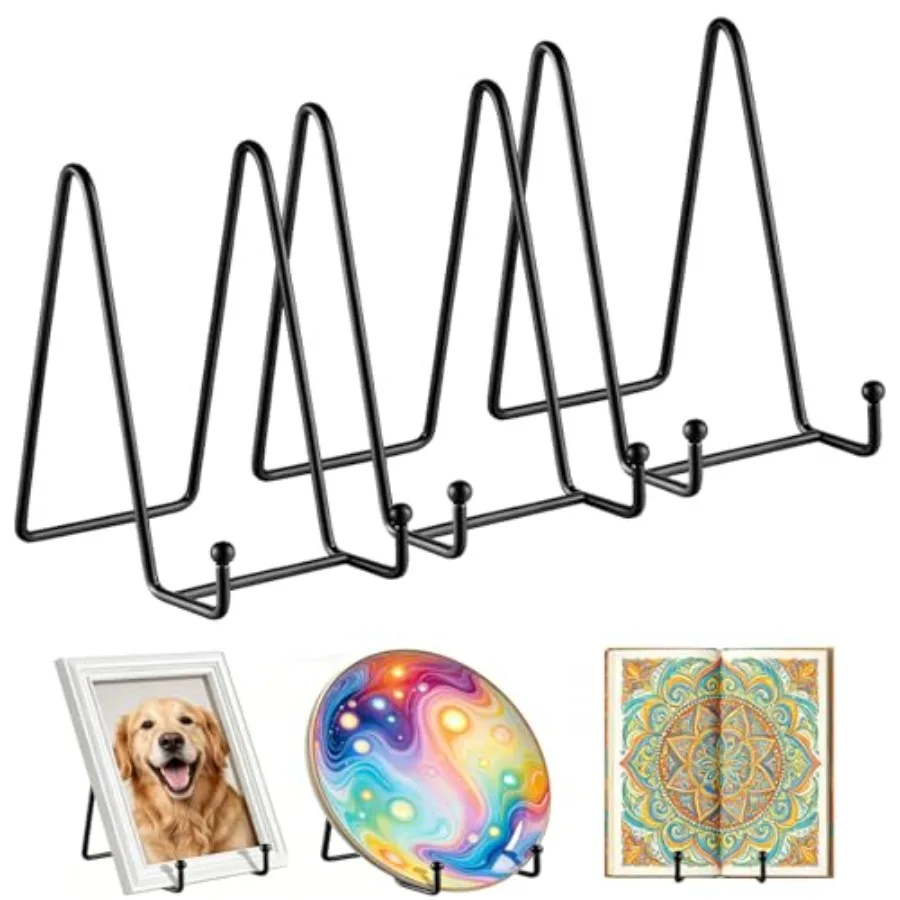 

3 Pack 6" Decorative Plate Stands for Display, Metal Small Easel Plate Holder Display Stand, Picture Frame Stand, Photo Frame S