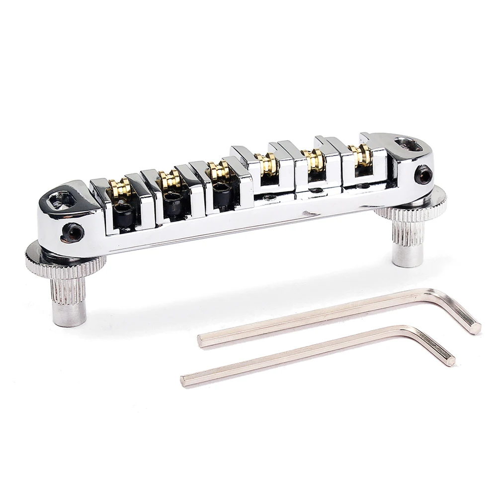 

GA108A Roller Saddle Locking Bridge Electric Guitar Tremolo Tailpiece with Roller Ball for Bass Guitar Parts Accessories (Silver