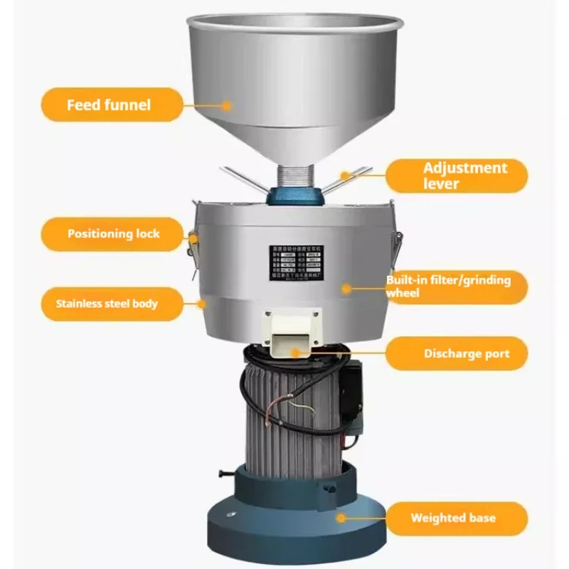 Large Capacity Soybean Machine Commercial Soymilk Grinder Portable Blender Stainless Steel Tofu Processing Grinder