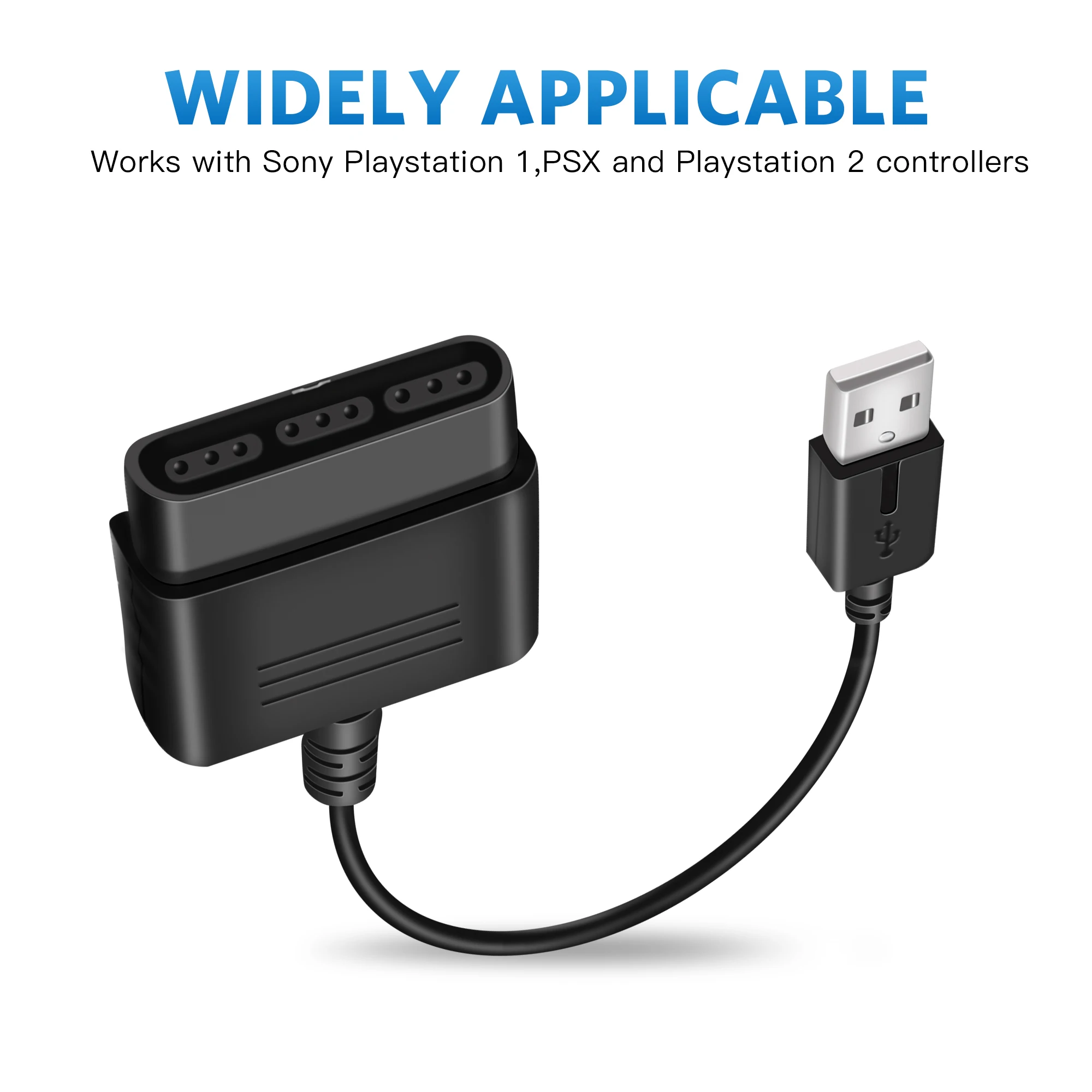 PS2 تحكم إلى USB محول محول كابل, متوافق مع سوني PS1/PS2 تحكم غمبد إلى PS3/وحدة تحكم الكمبيوتر