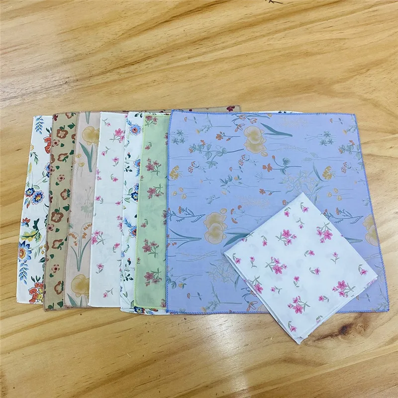 3/5Pcs 26x26cm Flower Printed Japanese Korean Style Women Handkerchiefs Soft Face Towel Wedding Party Gift