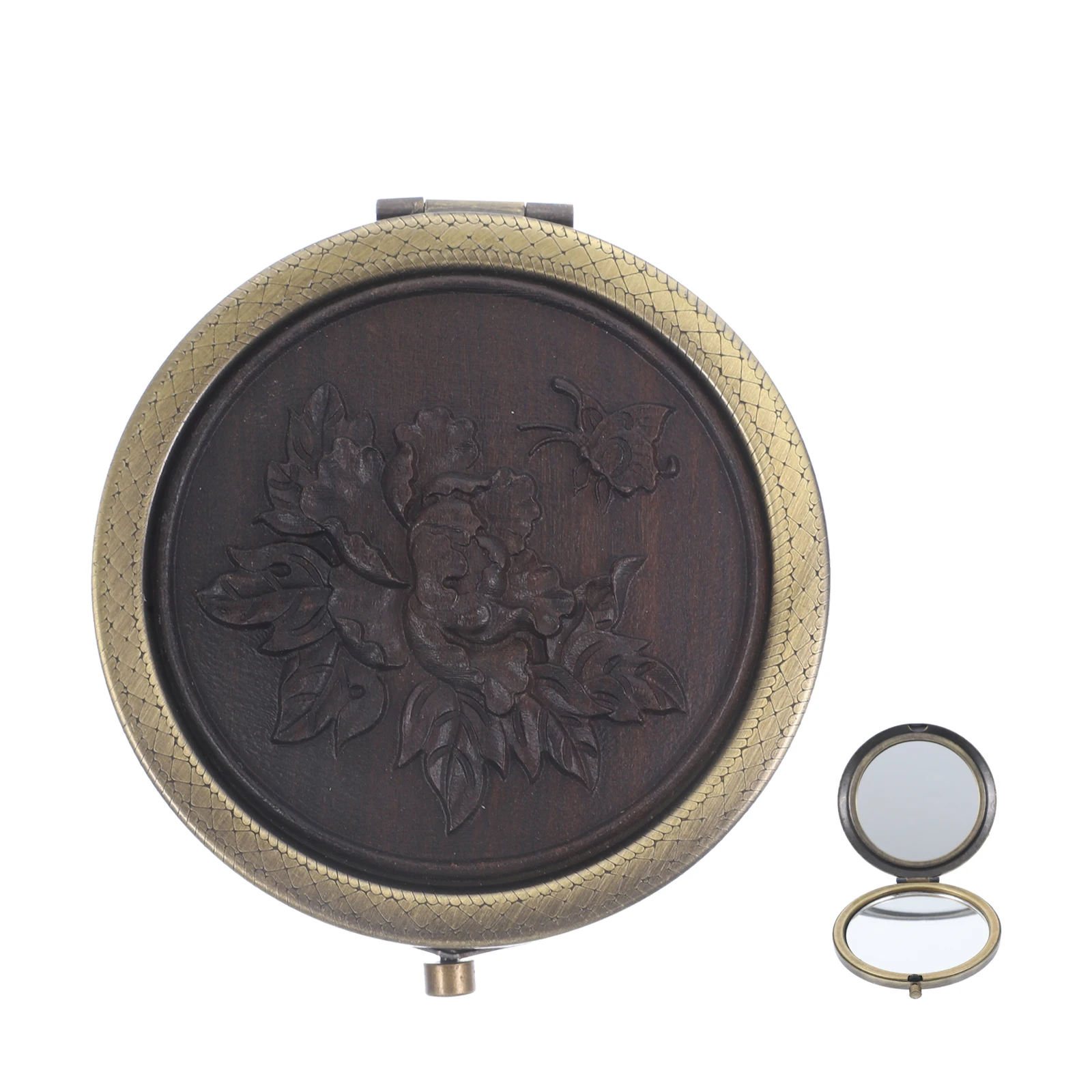 Vintage Style Portable Makeup Mirror Compact Double-Sided Clear Reflective Surface for Women Travel Home Party Picnic Use