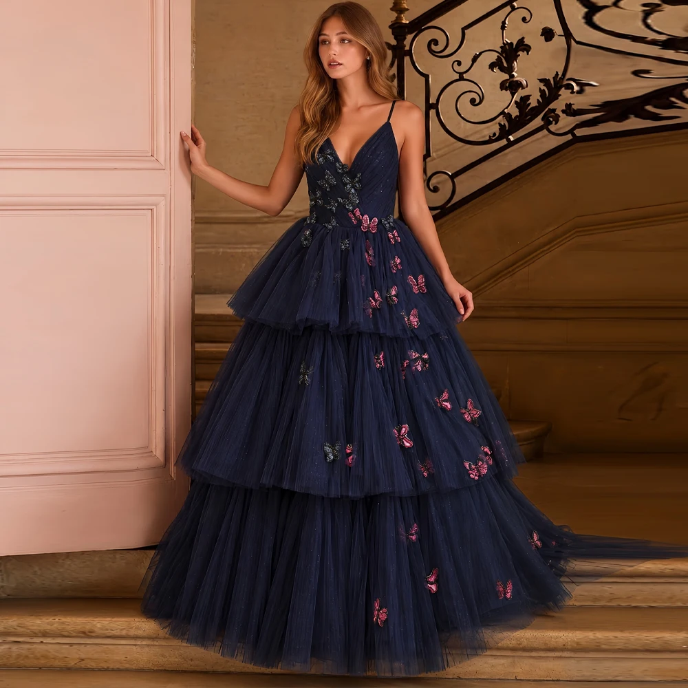 Navy Blue Flowered Dress -AliExpress