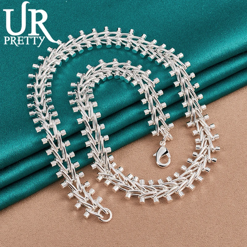 UPRETTY New 925 Sterling Silver Double Round Bead Necklace 18 Inch Chain For Woman Party Wedding Engagement Charm Jewelry Gift