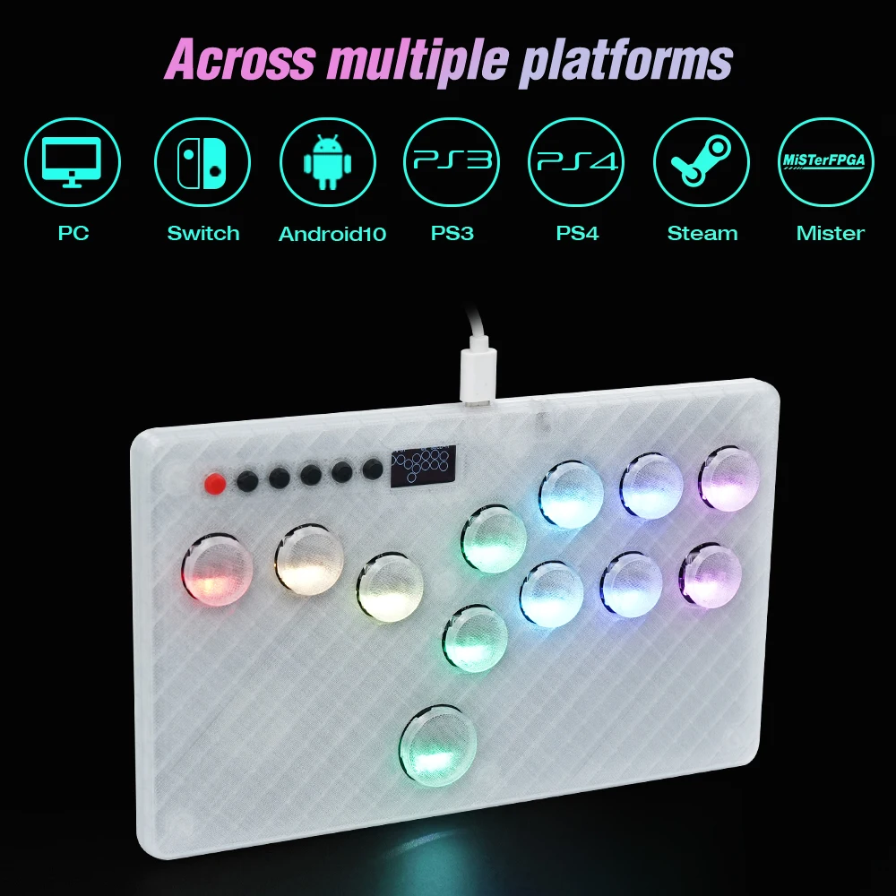 Mini Hitbox RGB Button Flatbox Arcade FightStick Hot SWAP Kailh Switch Arcade Stick Controller For PC/PS3/PS4/Switch