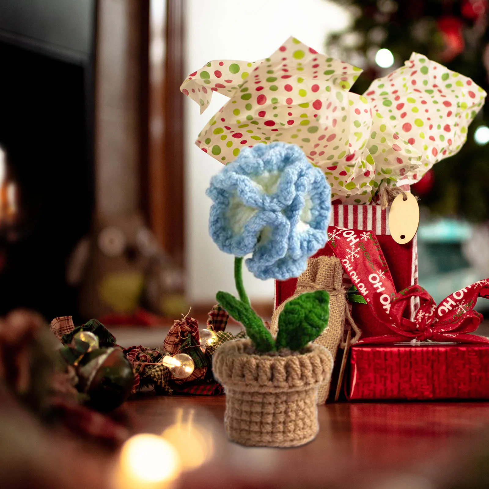 

1Set Mini Potted Flower Crochet Kit DIY Crochet Flower Set Handmade Craft for Home Decoration Stress Relief Gift for Her