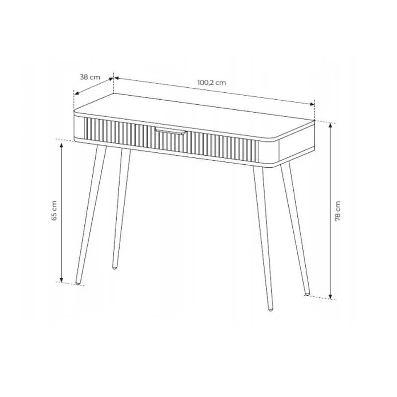 Rustic White Bedroom Furniture Makeup Vanity Desk Dressing Table with Fluted Drawer Handmade Carving and Customizable Color