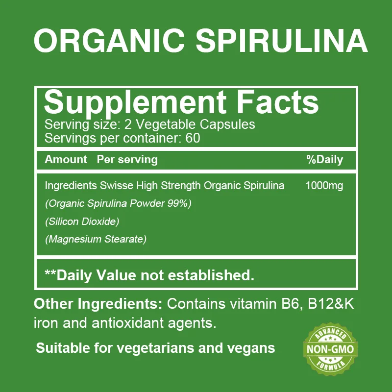 Spirulina - Supports Cardiovascular Health, Eye and Brain Health, and Is A Fortified Antioxidant