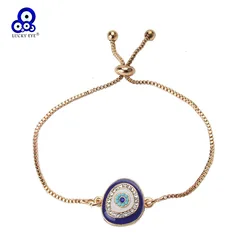 Lucky Eye Copper Adjustable Chain Bracelet Alloy Turkish Evil Eye Charm Bracelet for Women Men Jewelry pulseras bijoux צמידים
