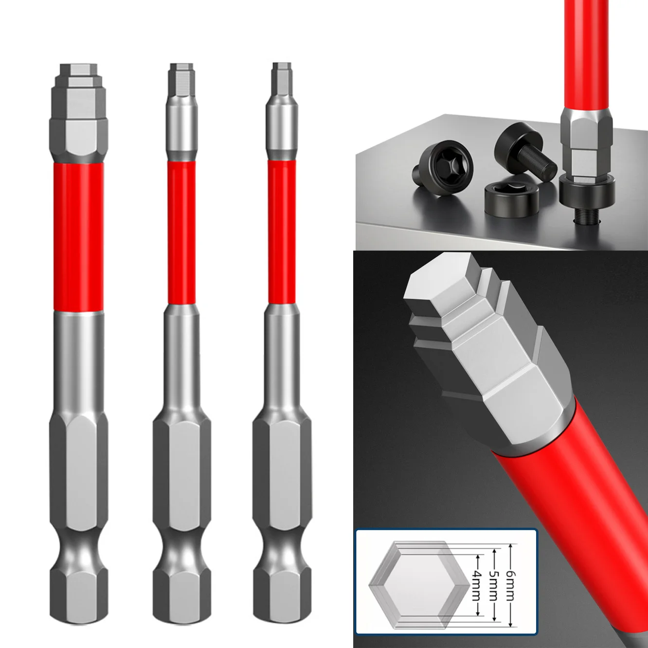 1/3-teiliges starkes magnetisches Schraubendreher-Set, 65/100 mm Länge, 6,35 mm Sechskantschaft, elektrische Schraubendreher-Bits, 1,5 mm bis 6 mm Schraubendreher-Bit