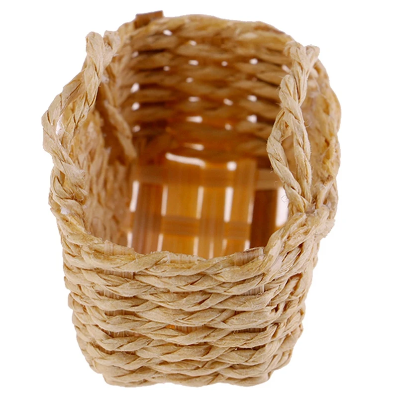 1:12 Mini Cute Dollhouse Rattan Frame Hand-Woven Vegetable Basket For Dolls House Miniature Decoration