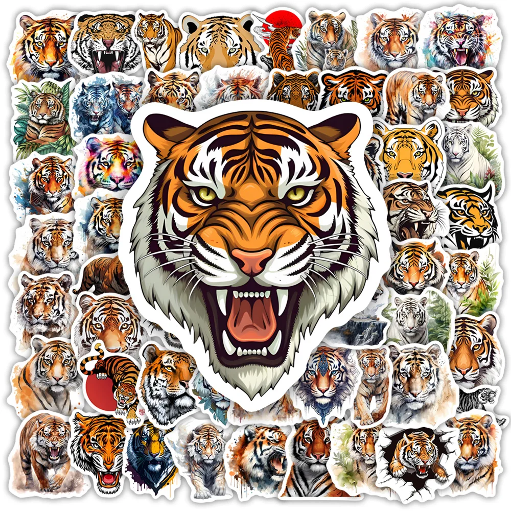 Coole Tiger-Ikonen-Aufkleber, wasserfester Vinyl-Aufkleber, DIY-Geschenk, Spielzeug für Scrapbook, Tagebuch, Junk Journals, Laptop, Telefon, Gepäck, dekorativ