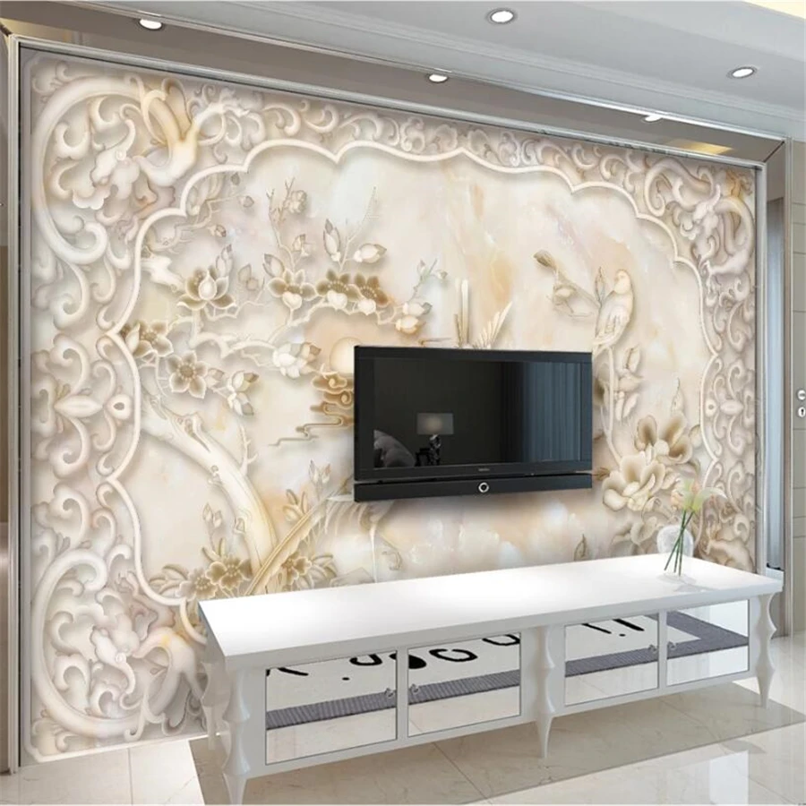 Custom wallpaper 3D photo mural marble embossed magnolia spring morning living room background wall papel de parede 3d wallpaper