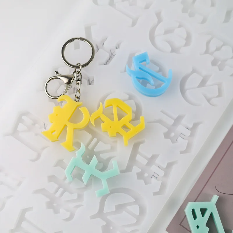 Large 26 English Letters Mirror Silicone Mold DIY Bag Keychains Pendant Jewelry Decoration Molds For Epoxy Resin Casting Making