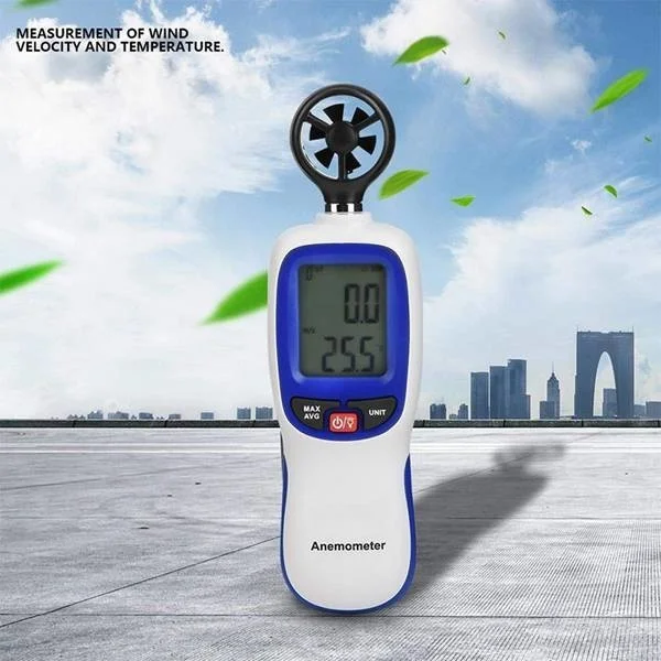 HEDAO WT82 Digital Wind Speed Meter Anemometer Air Flow Gauge Temperature LCD Display Auto Tachometer WT82