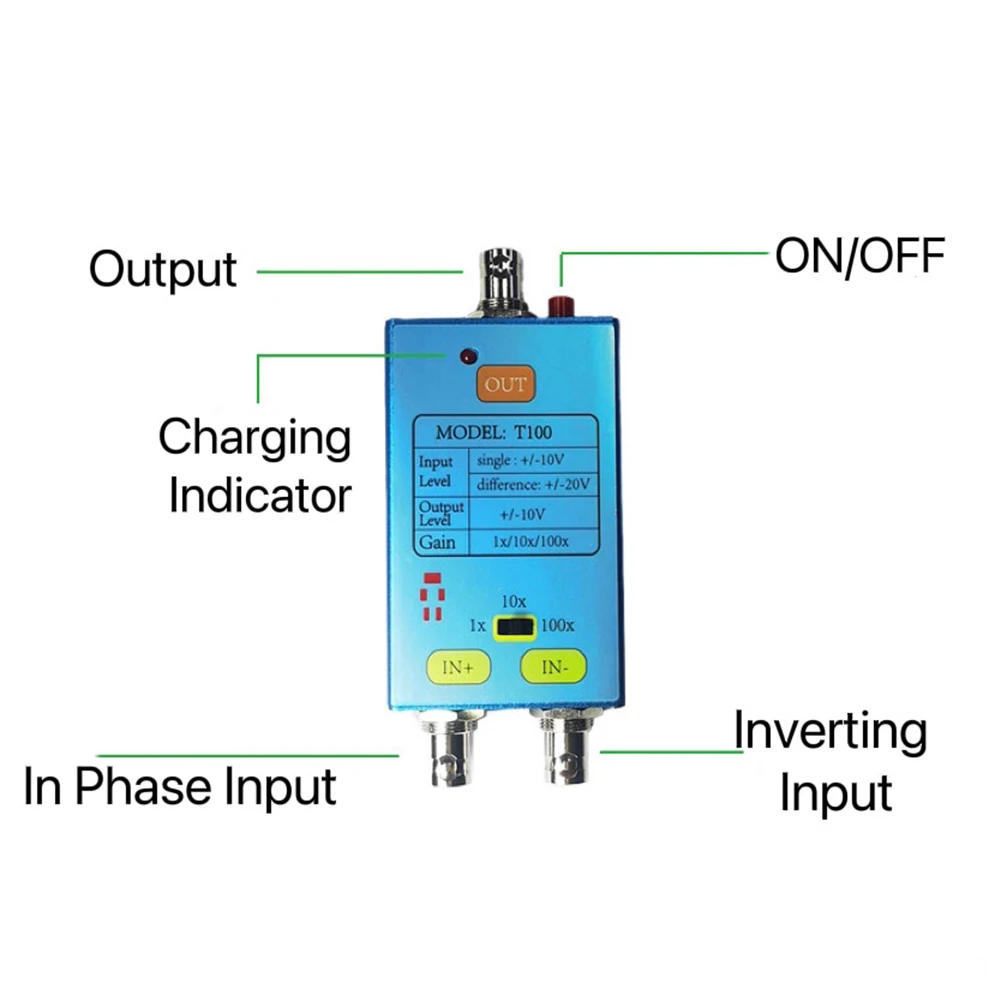 10M Bandwidth 100X Oscilloscope Differential Probe DDS Gain Split Probe Signal Amplifier for Weak Electrical Signal Measurement