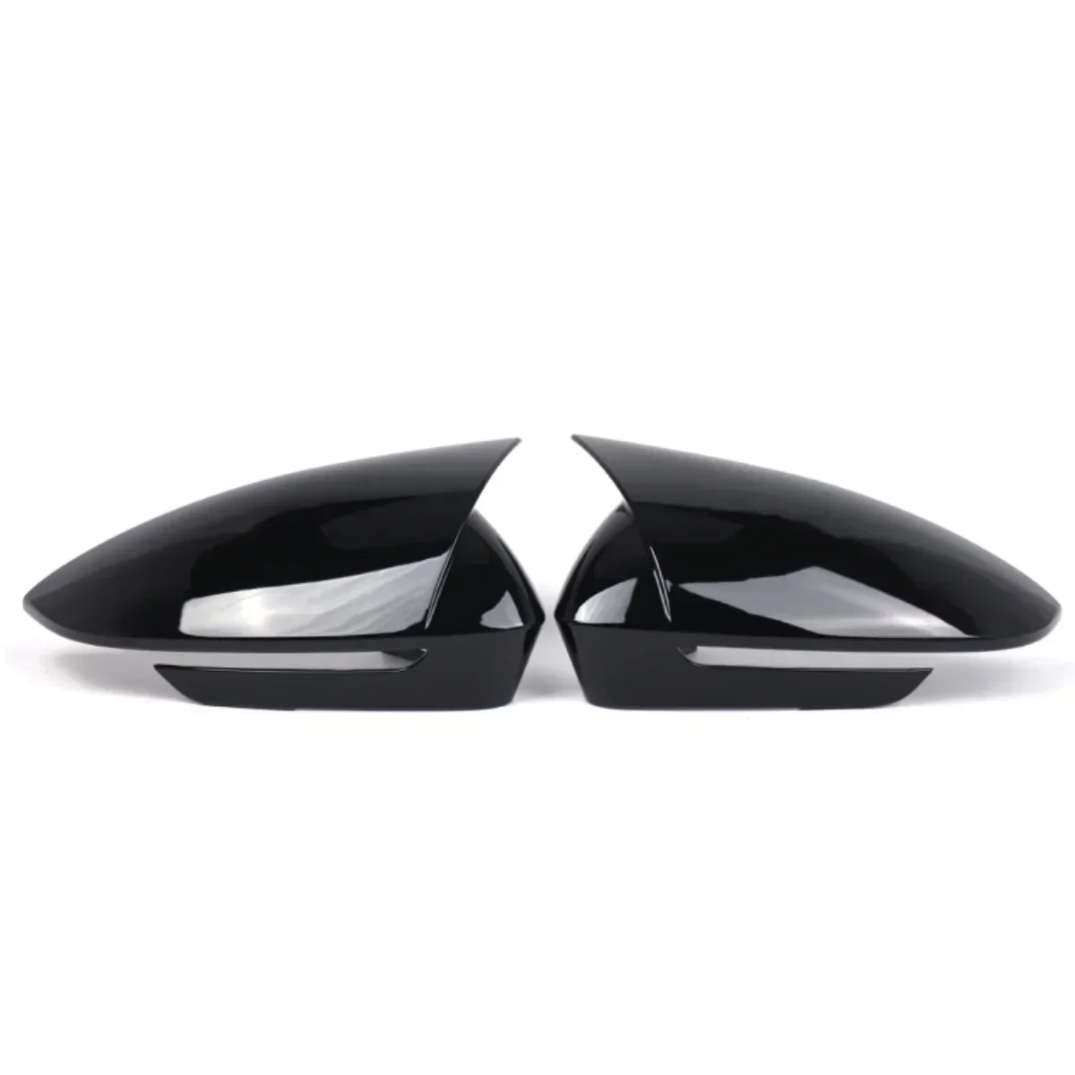 Pair Add-on Mirror Cover Lane Assist For Skoda Enyaq iV 5AZ 2021-2024 & VW ID.4 E21 2021-2024 & ID.5 E39 2021-2024 Glossy Black