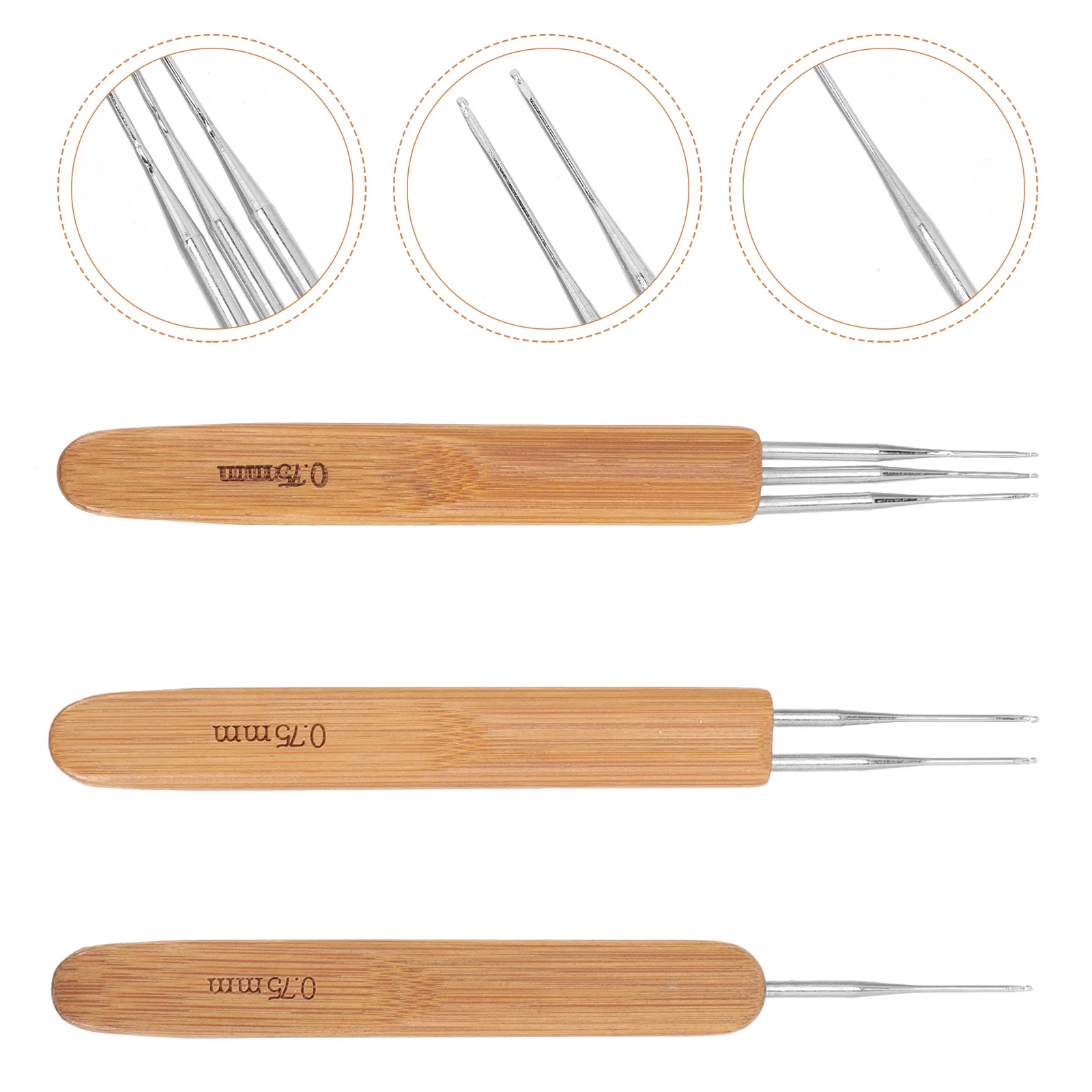 3 قطعة خطاف كروشيه من الخيزران أدوات المجدل المحمولة لتضفير الشعر طقم إبرة معدنية قابلة لإعادة الاستخدام صالون الشعر استخدام إبر الكروشيه