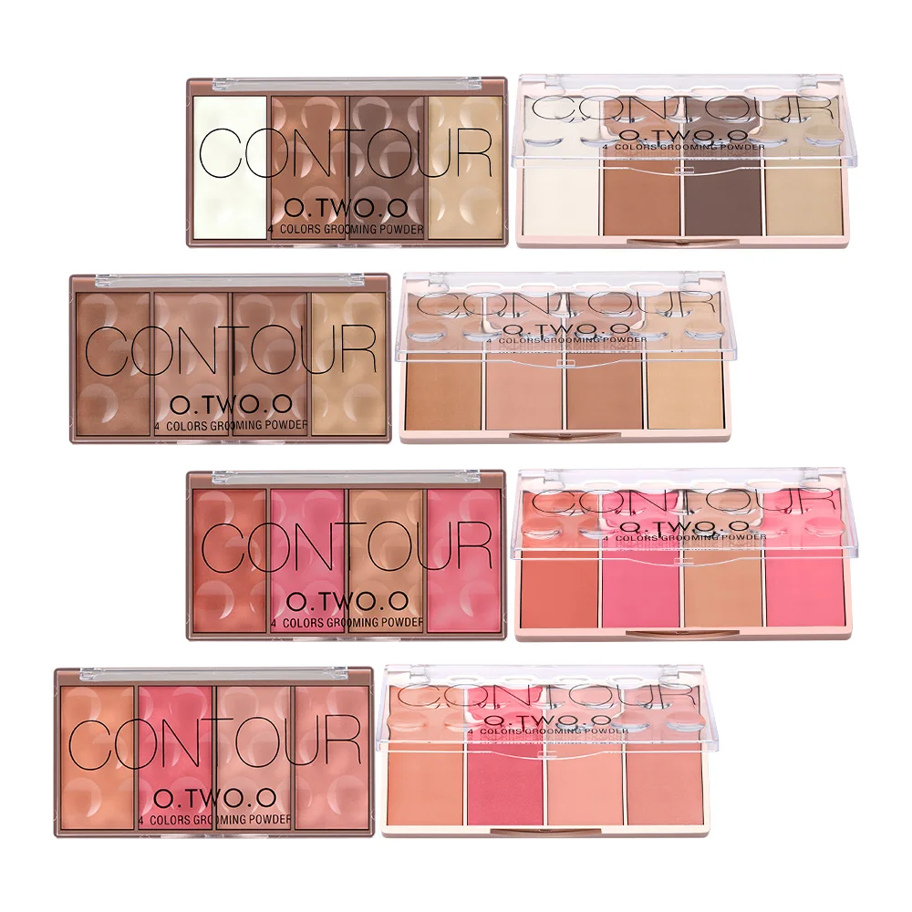 O.TWO.O Contour Palette 4 Colors Long-lasting Face Blusher Contouring Shadow Grooming Powder Facial Makeup Bronzer Cosmetics