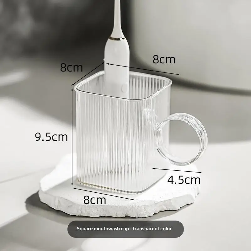 Nordic Translucent Mouthwash Cup With Handle Durable Anti-Drop Bathroom Toothbrush Holder Plastic Rinsing Cup For Toiletries