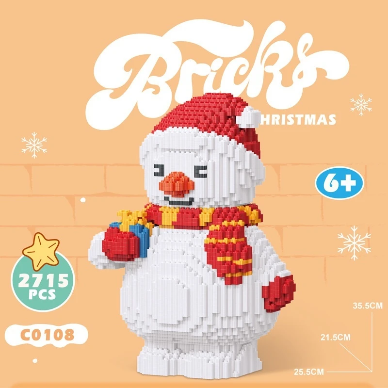 Regalo de Navidad 35cm Santa Claus Elk montaje bloques de construcción muñeco de nieve árbol de Navidad modelo ornamento juguete de bloques de construcción caja de regalo