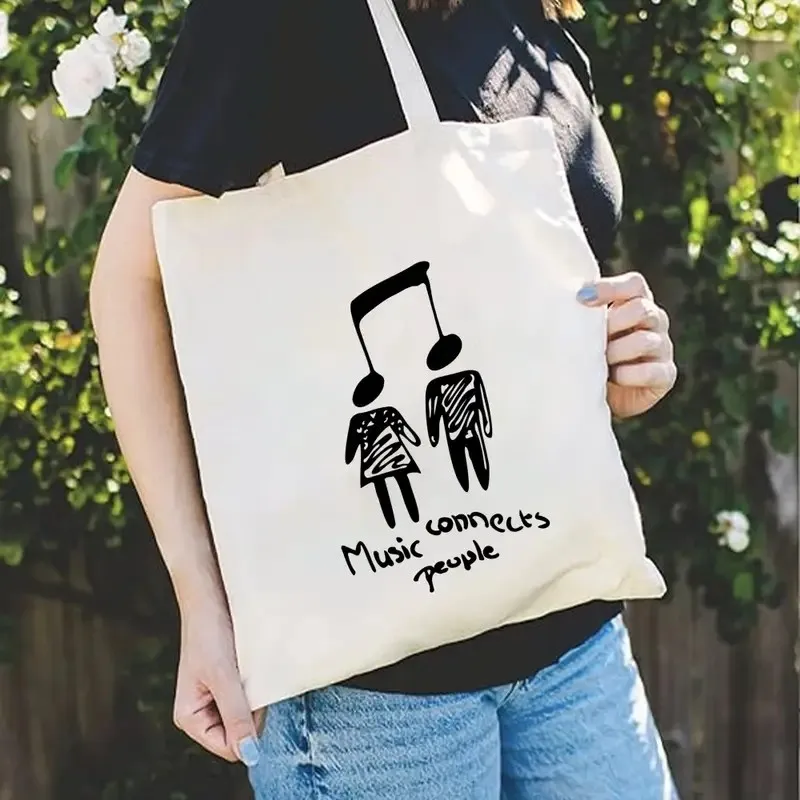 

Large Capacity Canvas Handbag School, Shopping, Picnic, and Travel Handbag Canvas Music Theme Tote Bag