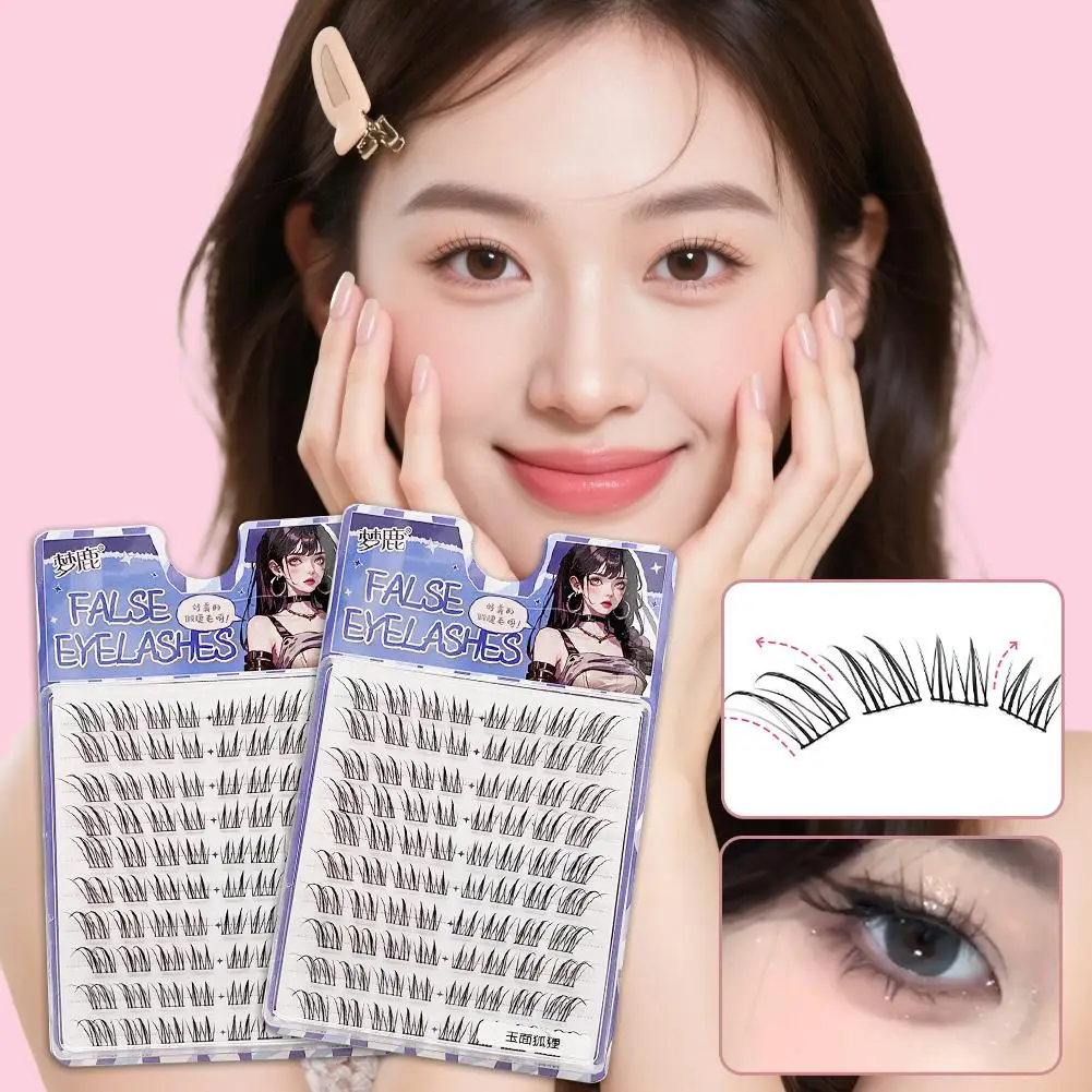 Faux cils segmentés en Jade de Style renard, Simulation naturelle, faux cils inclinés, Style bande dessinée volante, Mascara artificiel