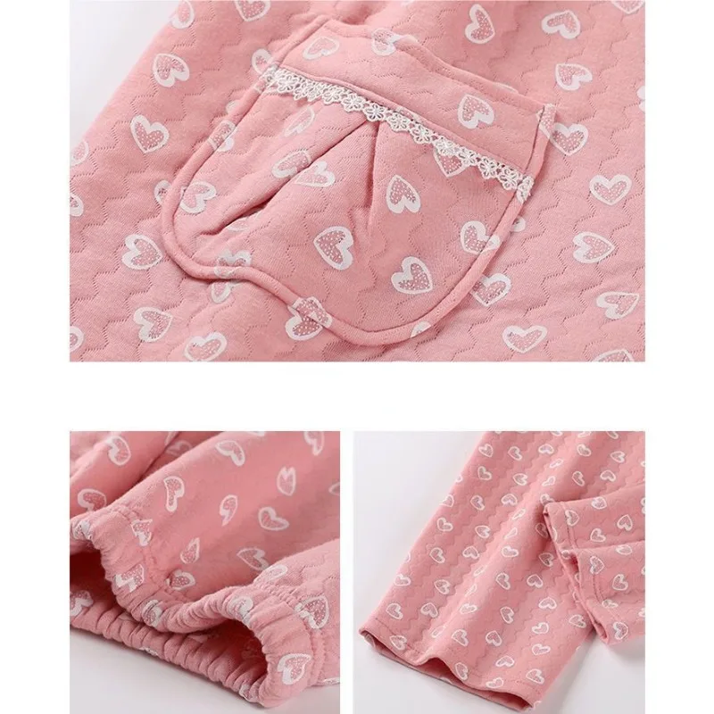 100% Pure Cotton Pajamas Set Women Thick Autumn Winter Sleepwear Long Sleeve Oversize Cardigan Home Clothes Suit Girl Loungewear
