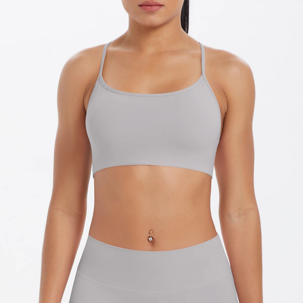 Tanktop für Damen, Yoga-BH, Yoga-Unterwäsche mit Brustpolster, einfarbig, schöner Rücken, Kreuz-BH, stoßfestes Workout-Top für Fitness und Laufen. – Detail 19