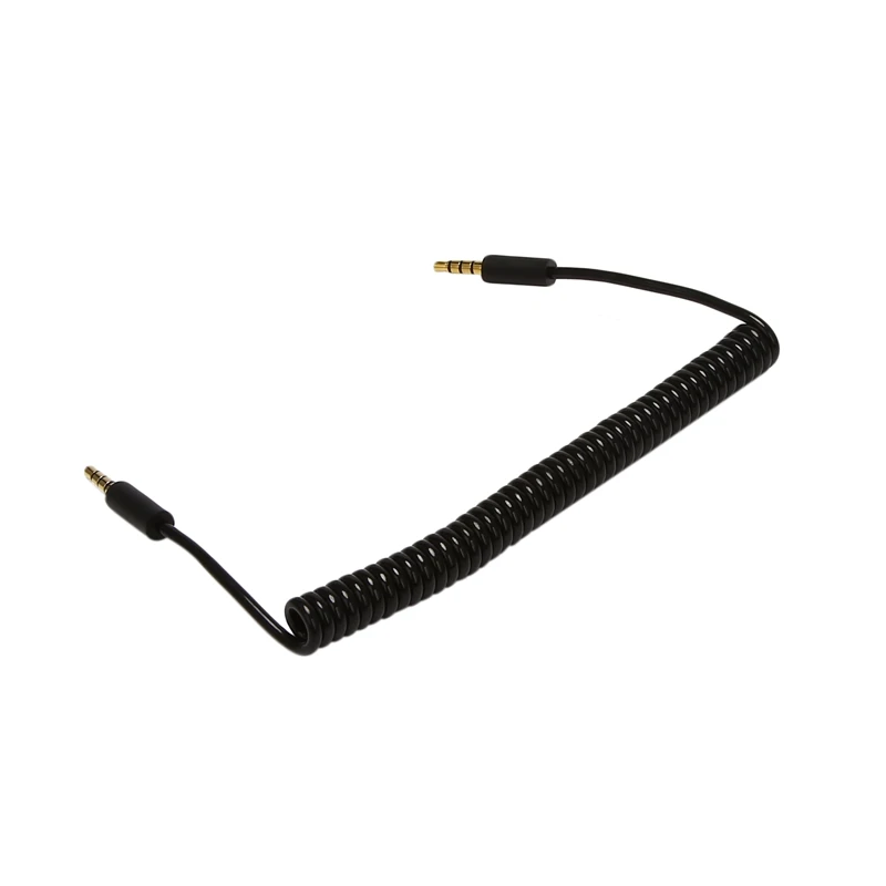 3.5mm Male to Male Jack 4 Pole Extension Aux Audio Coiled Spiral Cable 1.5M