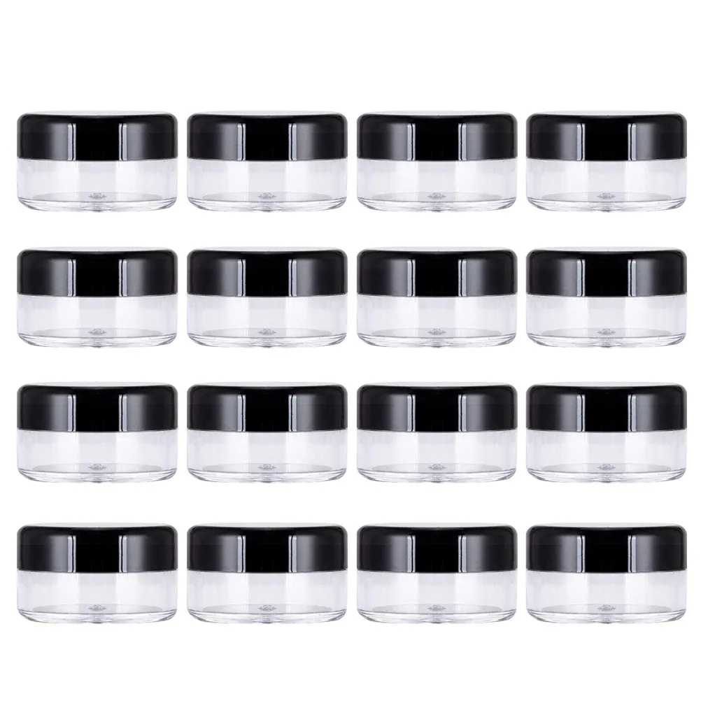 60Pcs Plastic Cosmetics Jars Round Pot Containers Leak Resistant Lid for Liquid Cream Powder Sample Storage Face Lotion Travel