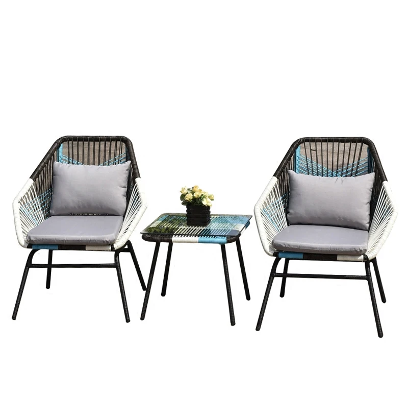 Outdoor rattan chair three piece set, outdoor rattan woven tables and chairs, balcony leisure chairs small tea table combination